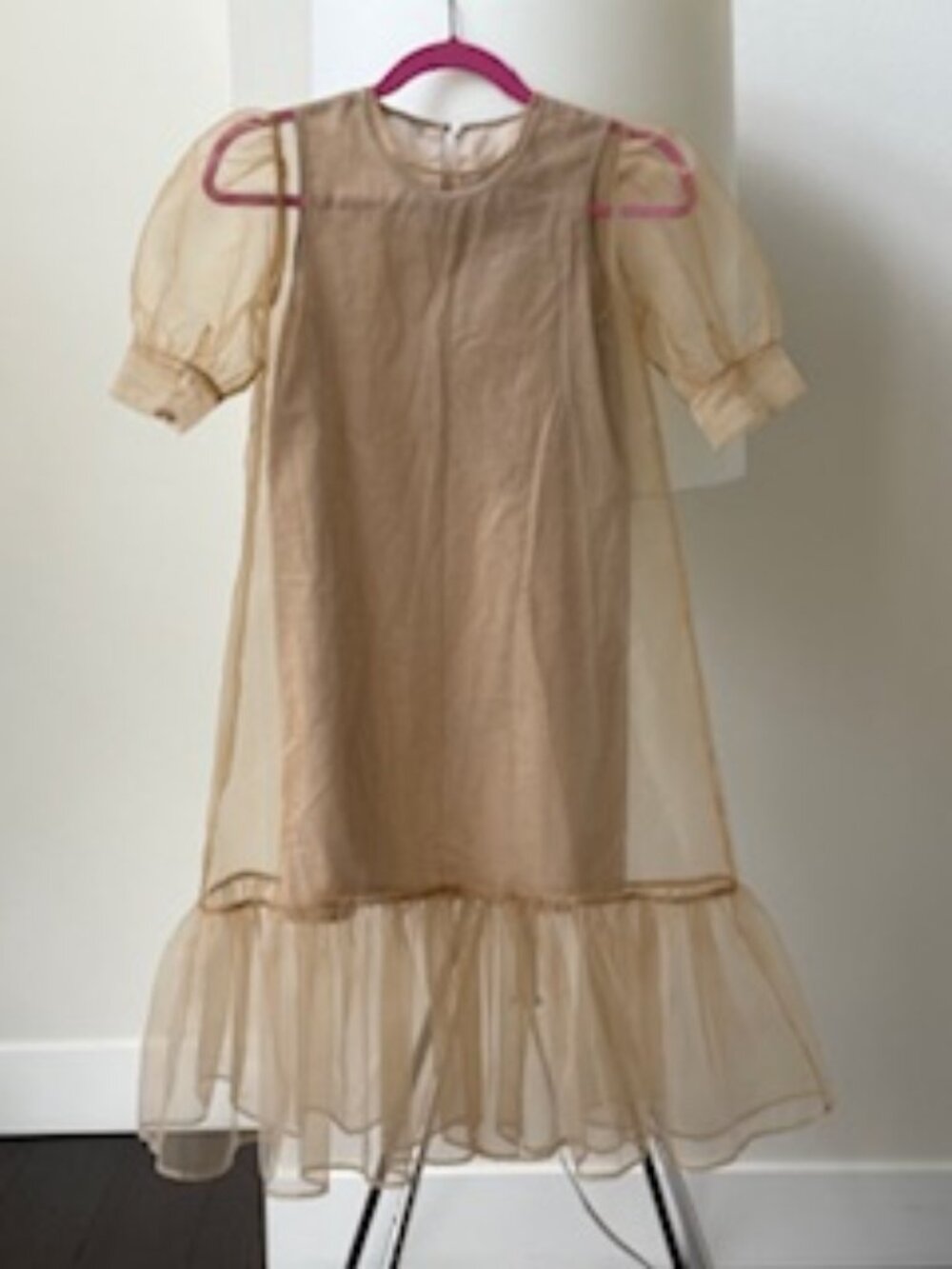 Carbon Soldier Dress, flower girl dress, beige, bow